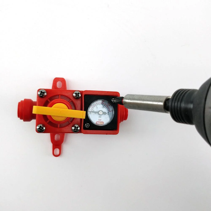 Válvula de Spunding BlowTie v2 Duotight KegLand 8mm com Manómetro 0-15 PSI