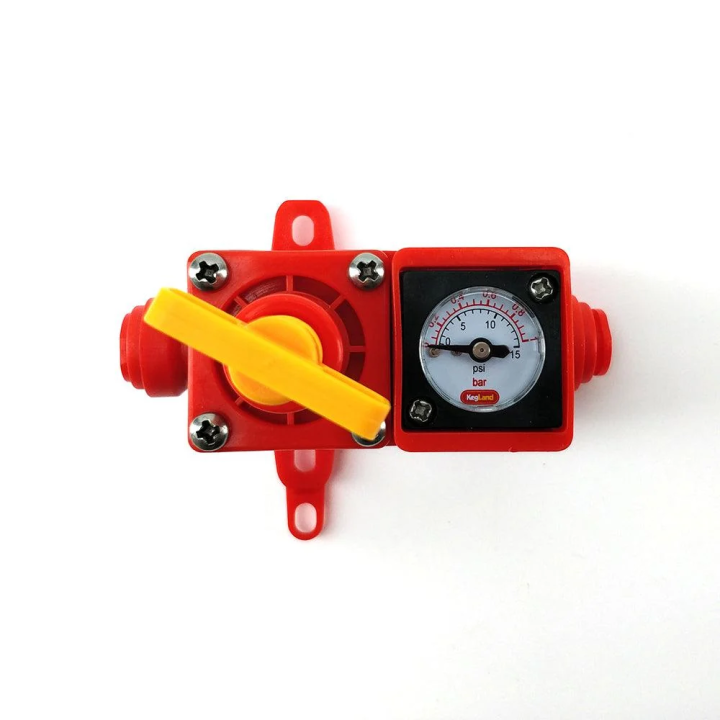 Válvula de Spunding BlowTie v2 Duotight KegLand 8mm com Manómetro 0-15 PSI